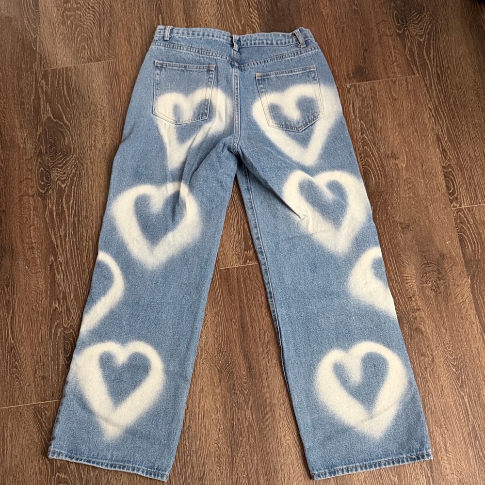 Adika Heart Print Straight Leg Jeans - Picture 3 of 3